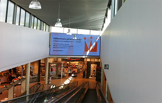 Digital skylt i Allum Köpcentrum